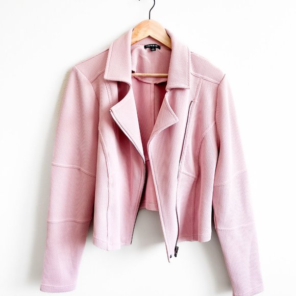Torrid Pink Cropped Moto Jacket Size: 1 - Picture 2 of 14